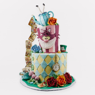 Детский торт 2-ярусный Алиса в стране чудес