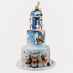 Детский торт с мишками 3-ярусный