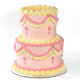 Торт розовый в стиле ламбет 2-х ярусный