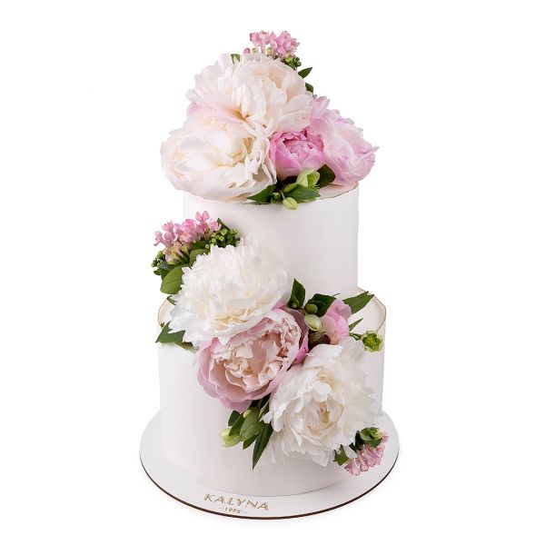 Весільний торт із живими квітами